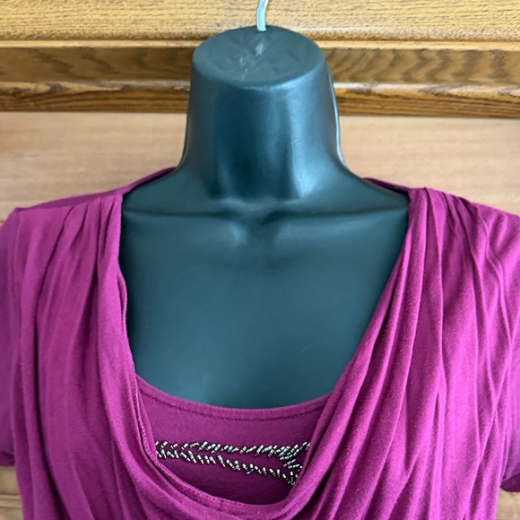 Apt 9 Women's Petite Magenta Drape Top - Picture 4 of 15